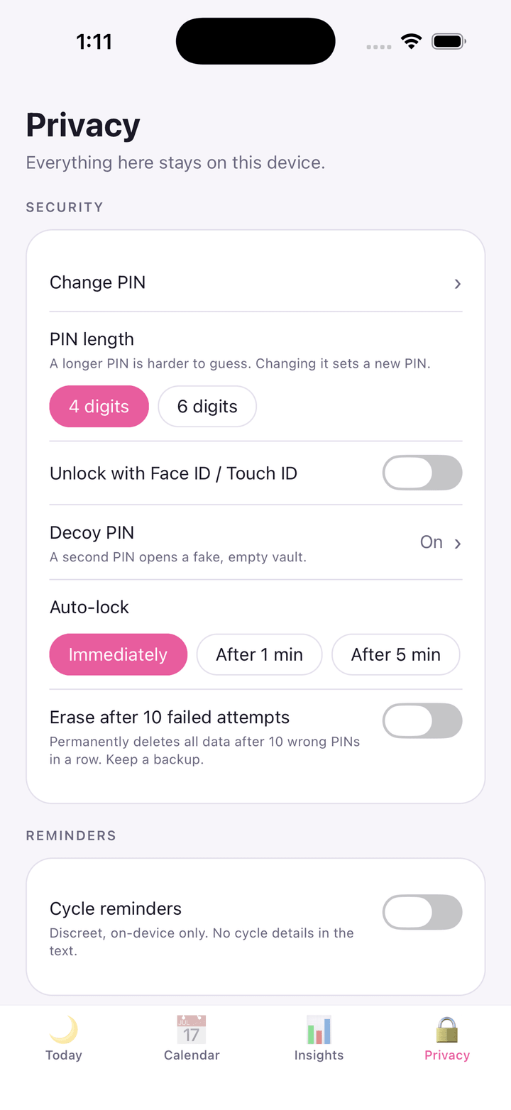 Privacy and security settings